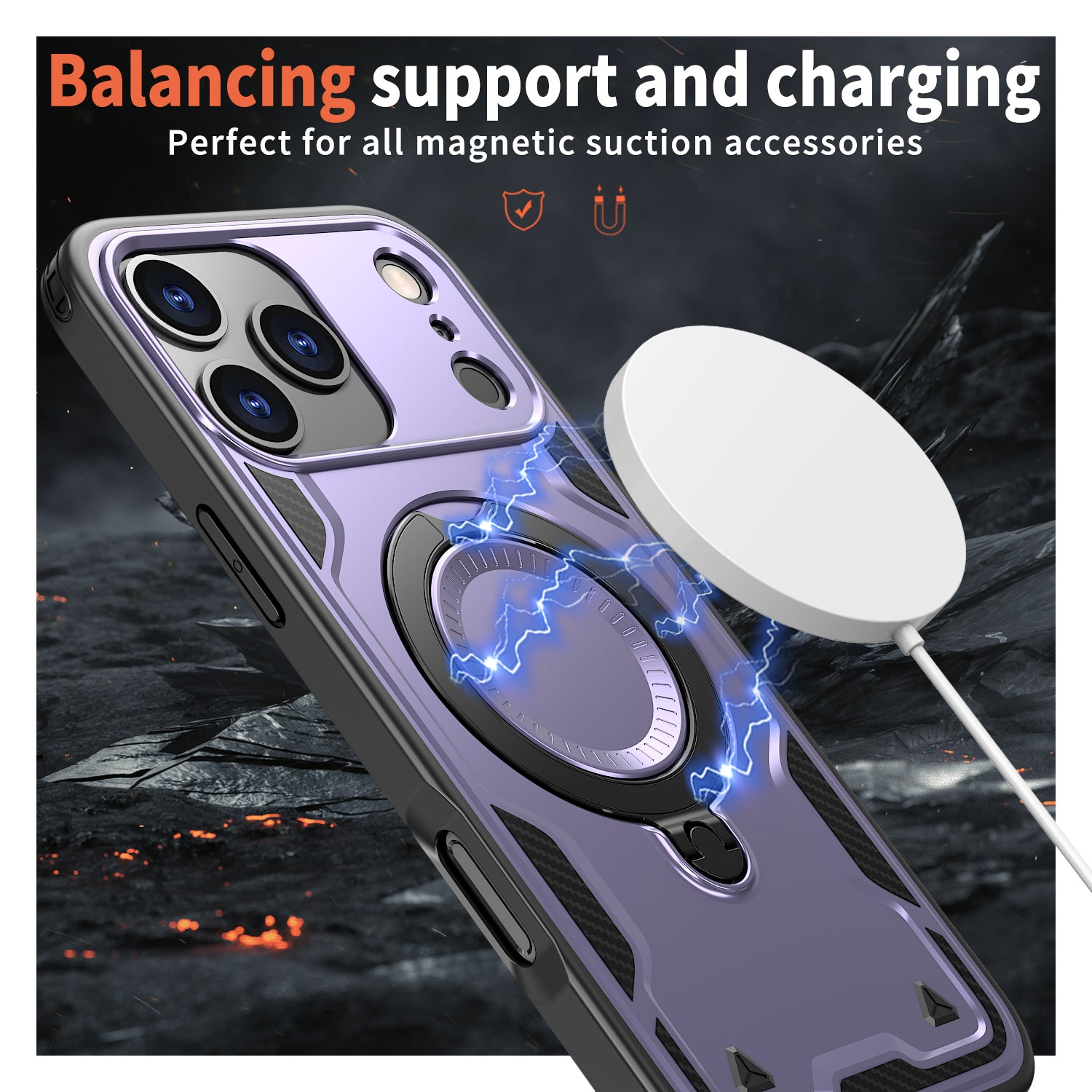 Reiko 360-degree Rotating Magnetic Versatile Stand Purple Compatible with iPhone 17. – view 5
