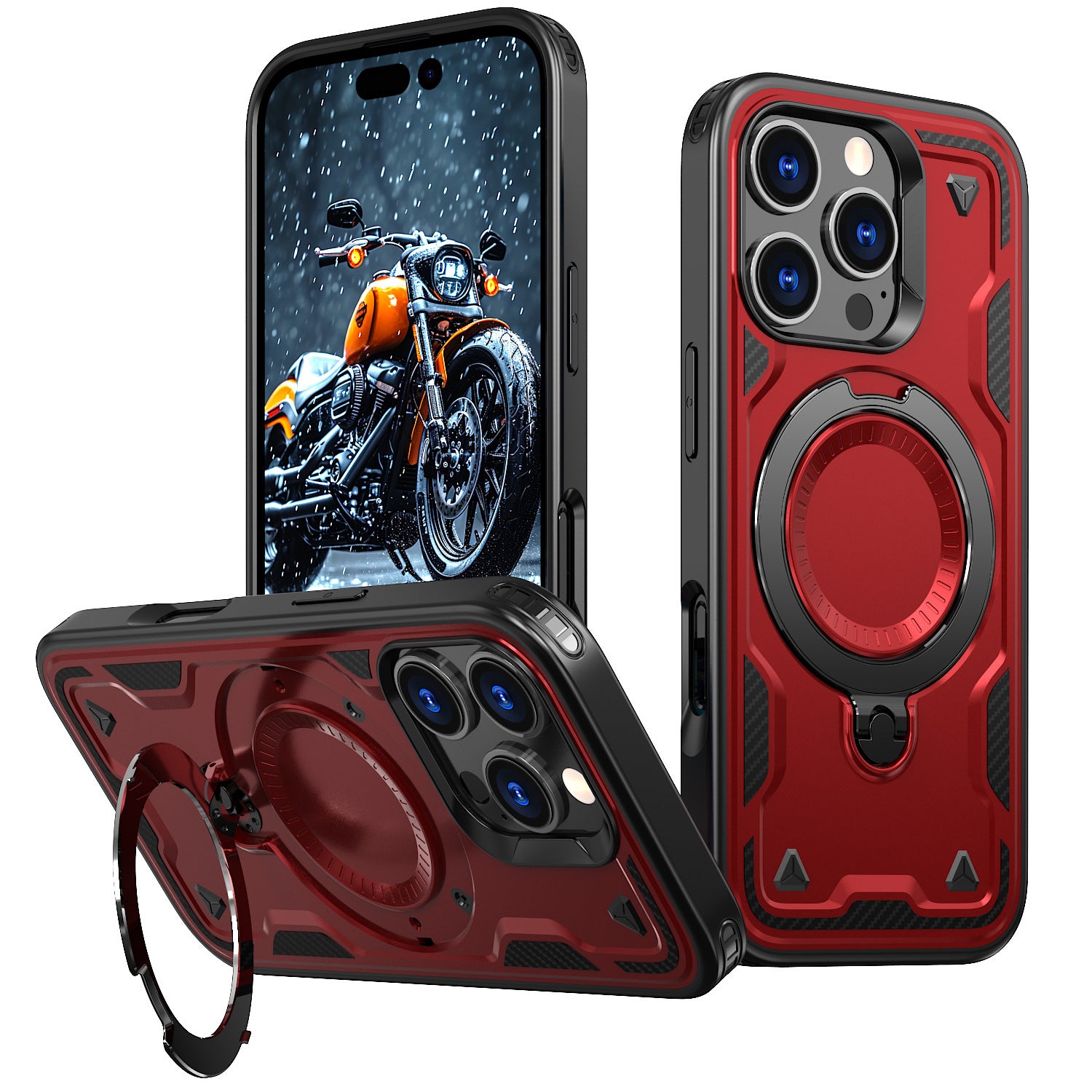 Reiko 360-degree Rotating Magnetic Versatile Stand Red Compatible with iPhone 17.