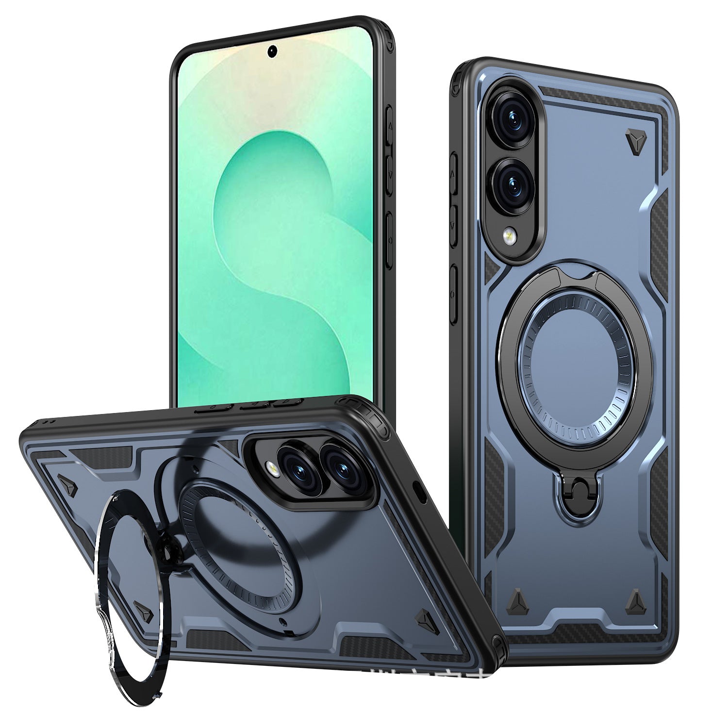 Reiko 360° Rotating Magnetic Versatile Stand Navy Blue Compatible with Samsung Galaxy S25 EDGE