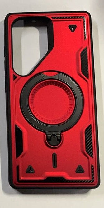 Reiko 360 Degree Rotating Magnetic Versatile Stand Red Compatible with iPhone Samsung Galaxy S25 Ultra – view 2