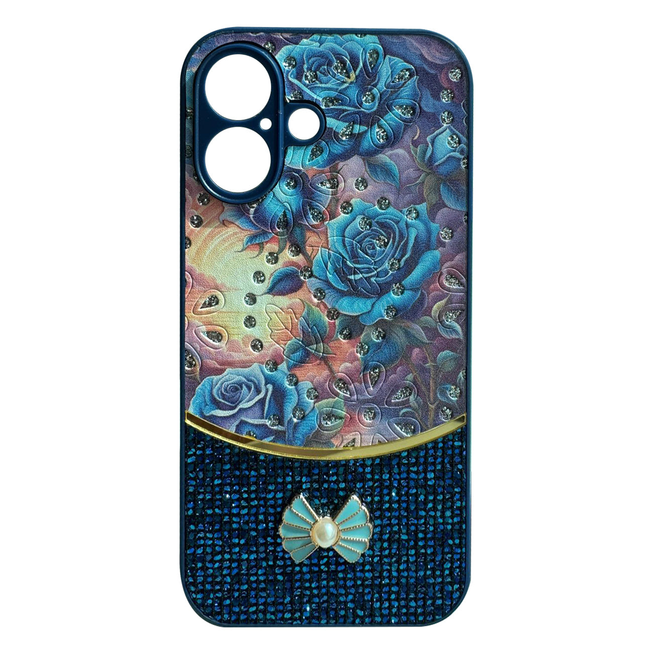 Sparkle Glitter Bling Phone Case in Navy With Colorful Cover For iPhone 16