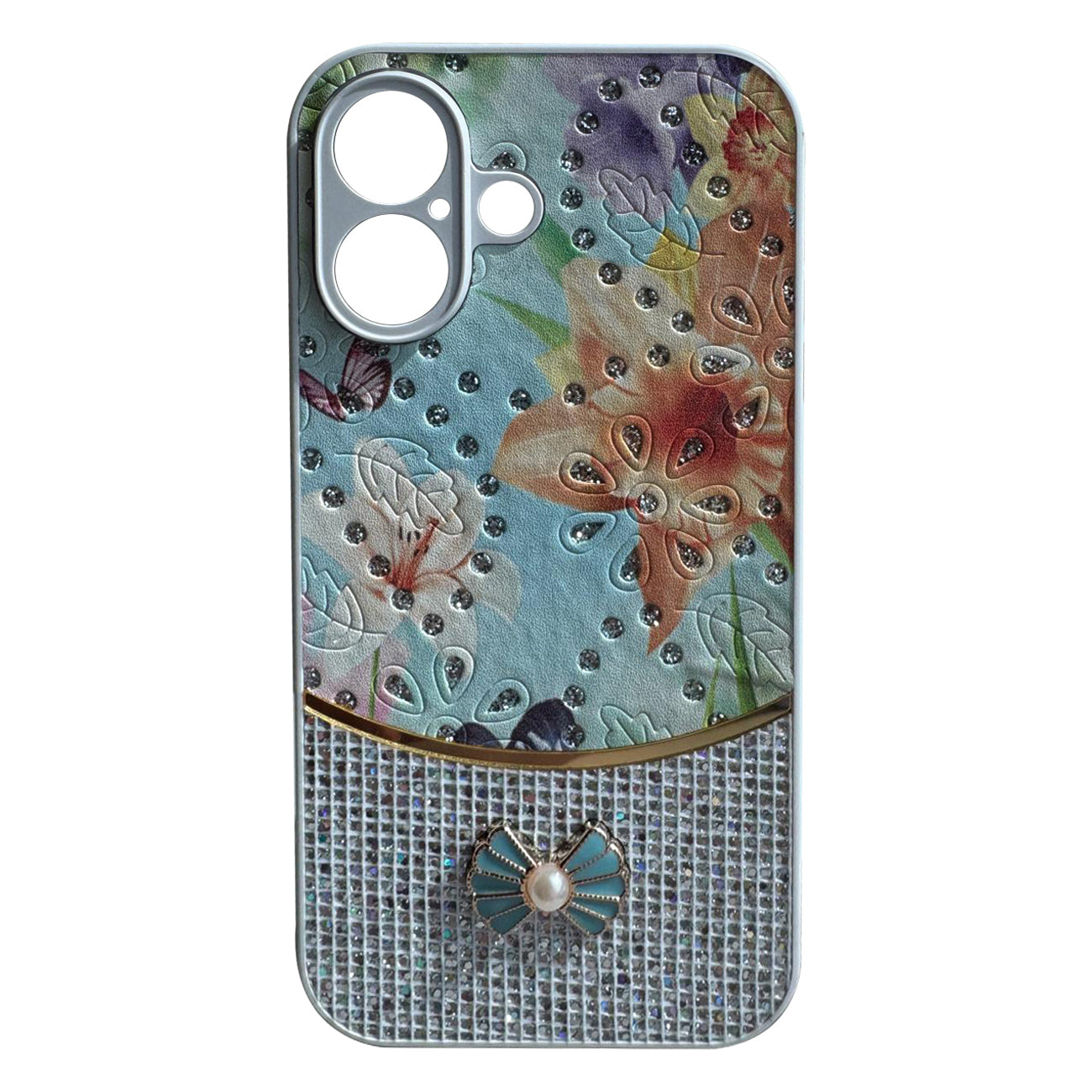 Sparkle Glitter Bling Phone Case in White With Colorful Cover For iPhone 16 Plus