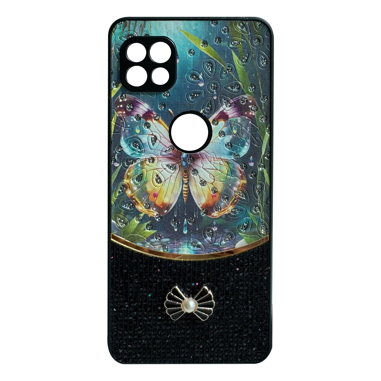 Sparkle Glitter Bling Phone Case in Black With Colorful Cover for Motorola One 5G Ace