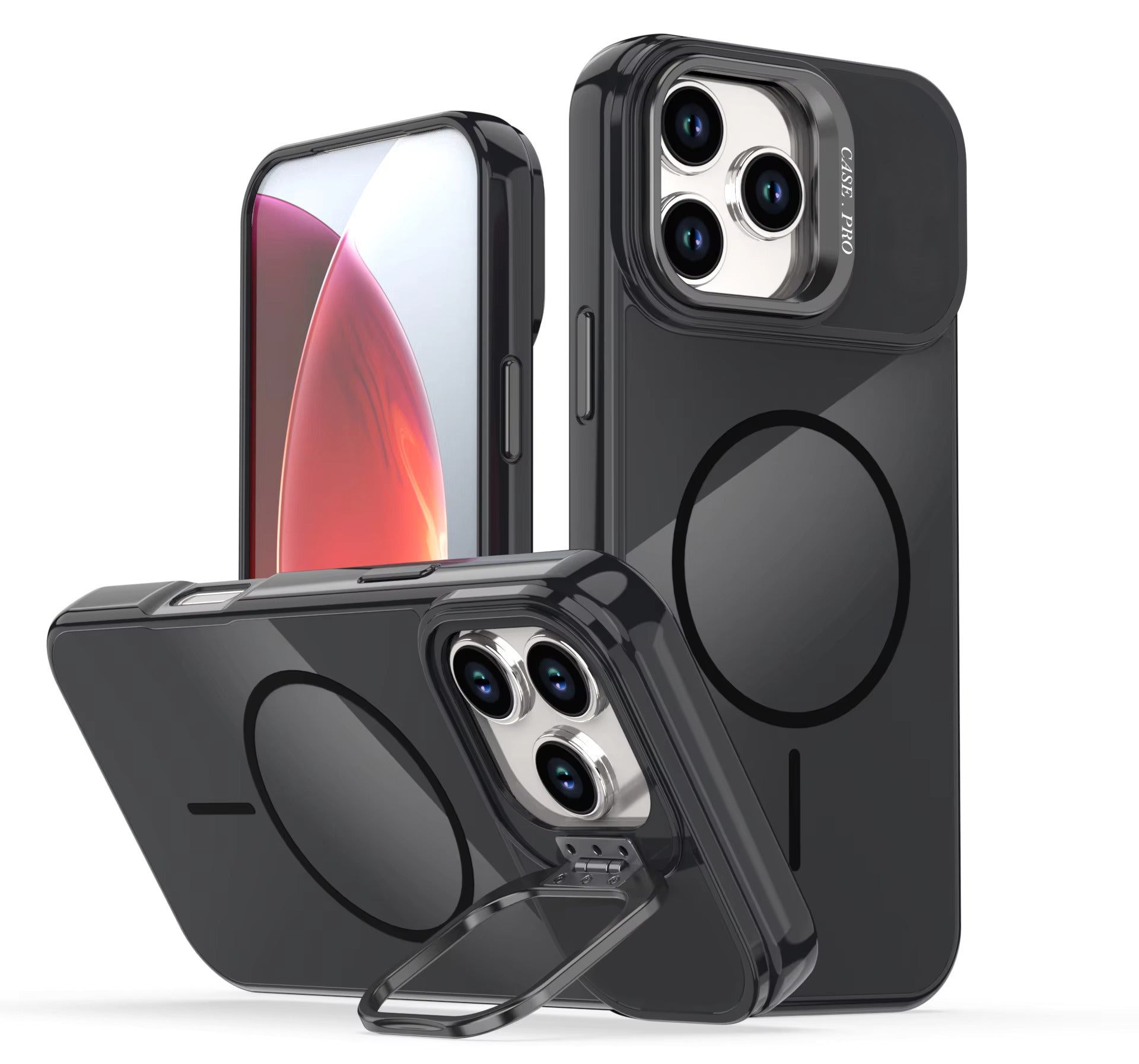 Reiko Built-in Stash Stand, Shockproof, Sturdy, Compatible with MagSafe Protection Stylish Cover, Compatible with iPhone 17