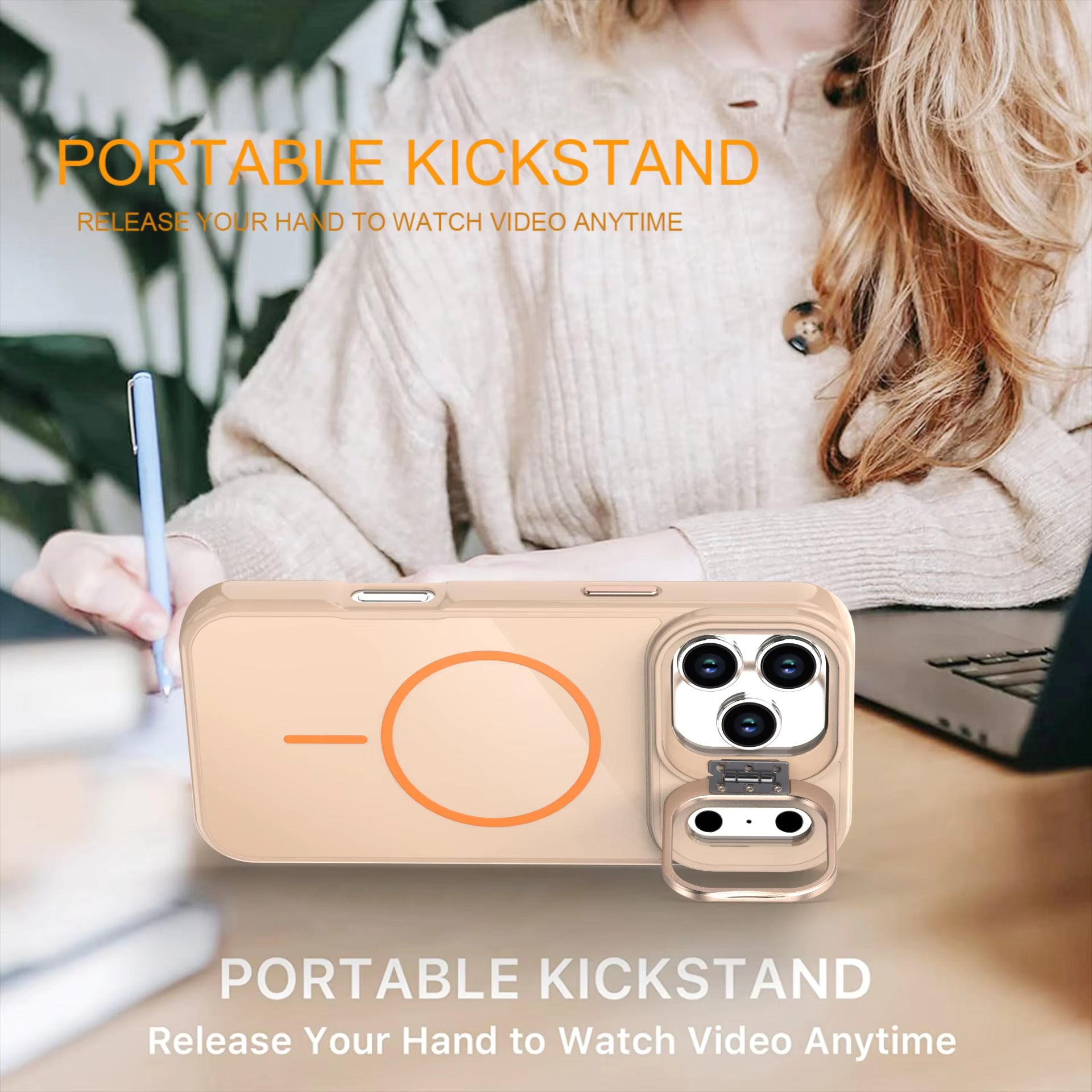 Reiko Built-in Stash Stand, Shockproof, Sturdy, Compatible with MagSafe Protection Stylish Cover, Compatible with iPhone 17 Pro Max / iPhone 18 Pro Max – view 3