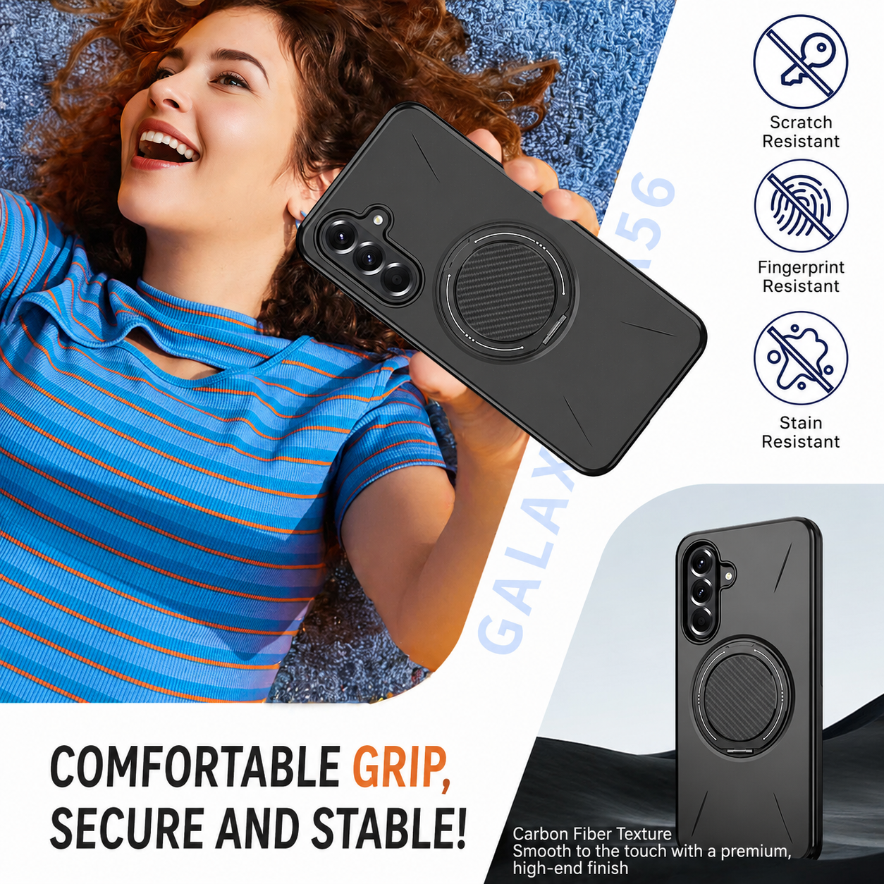 Reiko 360 Degree Rotating Magnetic Versatile Stand in black, compatible with Samsung A27 – view 4