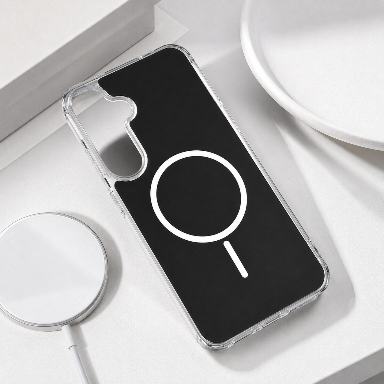 Magnetic Wireless Charging & Shockproof case in black, compatible with Samsung A27 – view 2