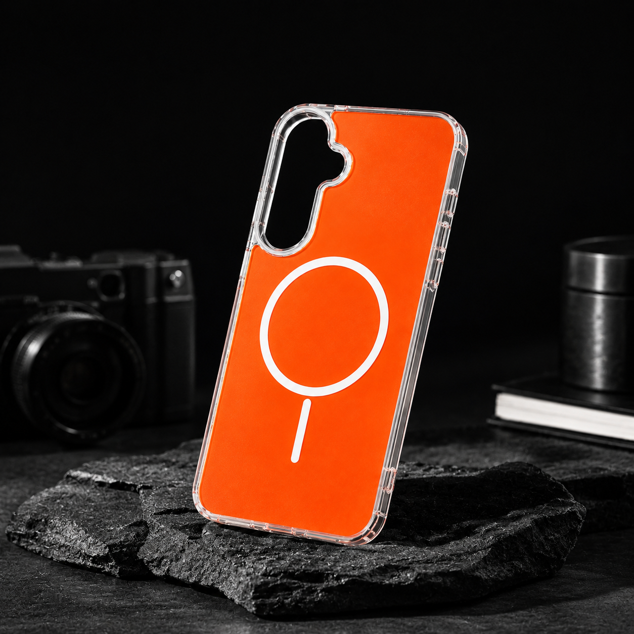 Magnetic Wireless Charging & Shockproof case in orange, compatible with Samsung A27 – view 3