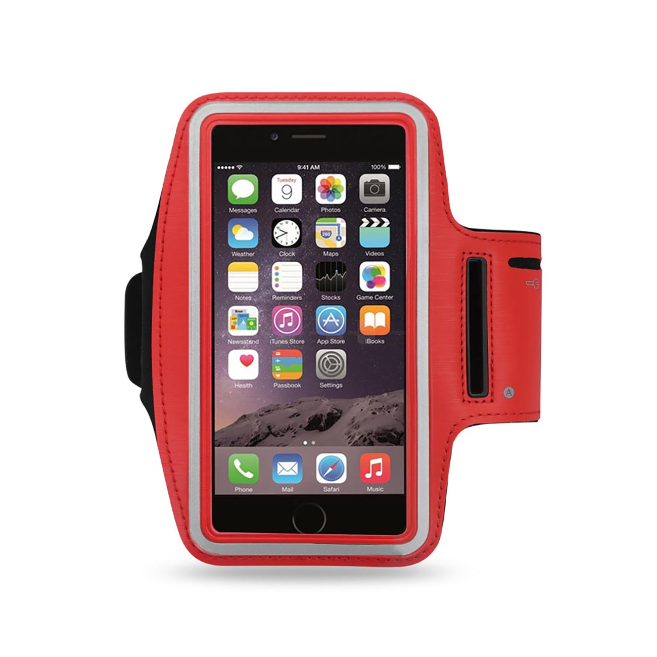 Reiko Running Armband with Touch Screen Case 6X3X0.75 Inches in Red