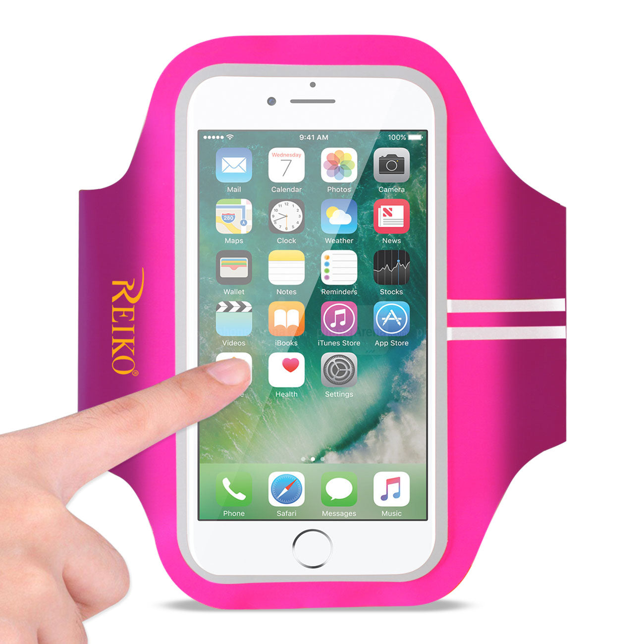 Reiko Running Sports Armband for 5 Inches Device in Pink (5x5 Inches)