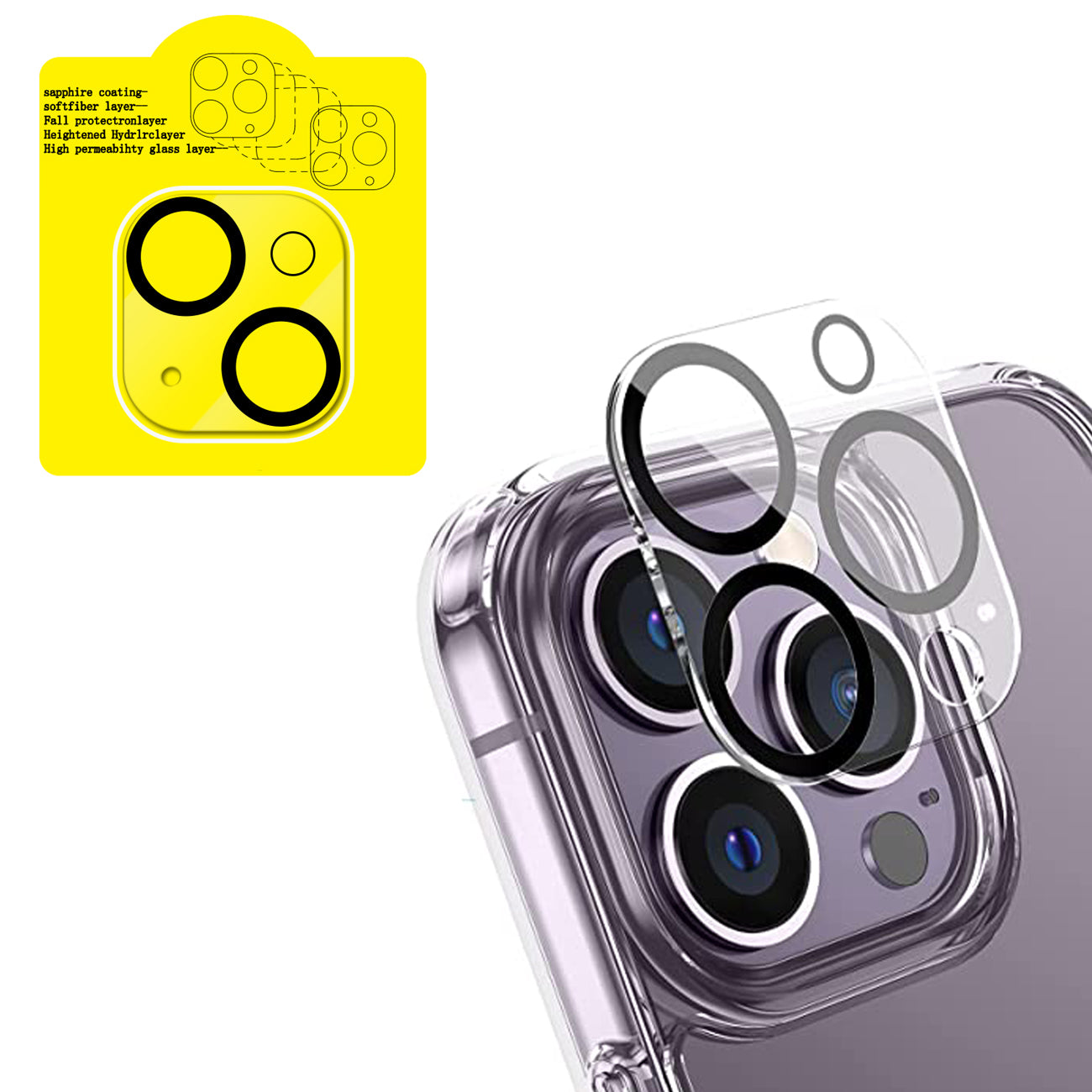 Reiko Clear Camera Protector for iPhone 14/14 Plus and iPhone 15/15PLUS