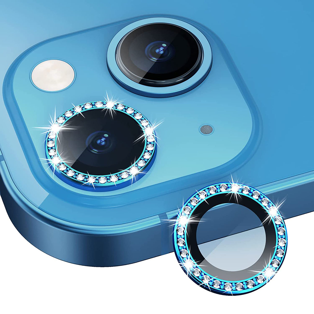 Diamond Camera Lens Protector, Diamond Tempered Glass Camera Cover Screen Protector for iPhone 17 Pro / 17 Max & iPhone 18 Pro Max in Blue