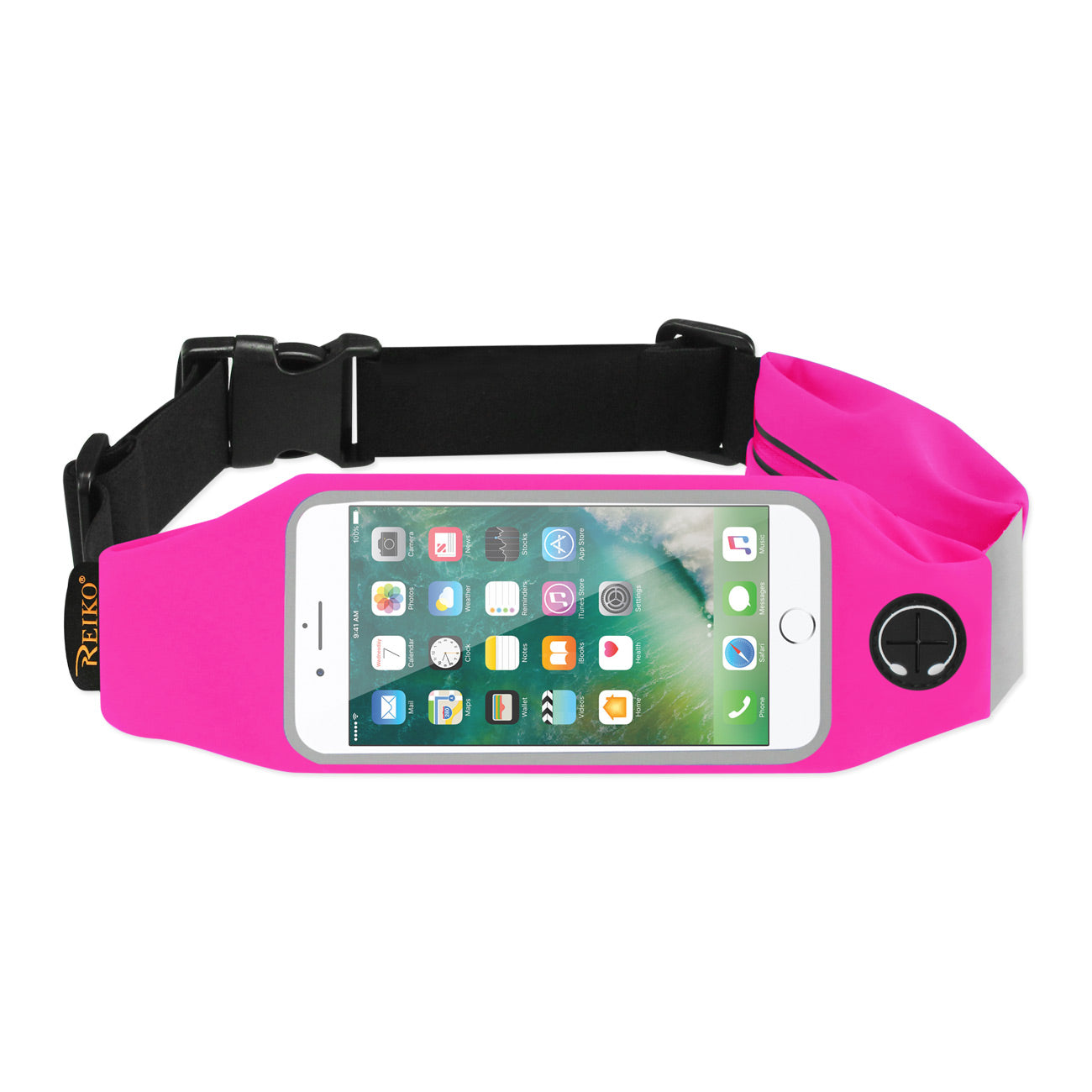 Reiko Running Sport Belt for 5.5 Inches Device with Two Pockets in Pink (5.5x5.5 Inches)
