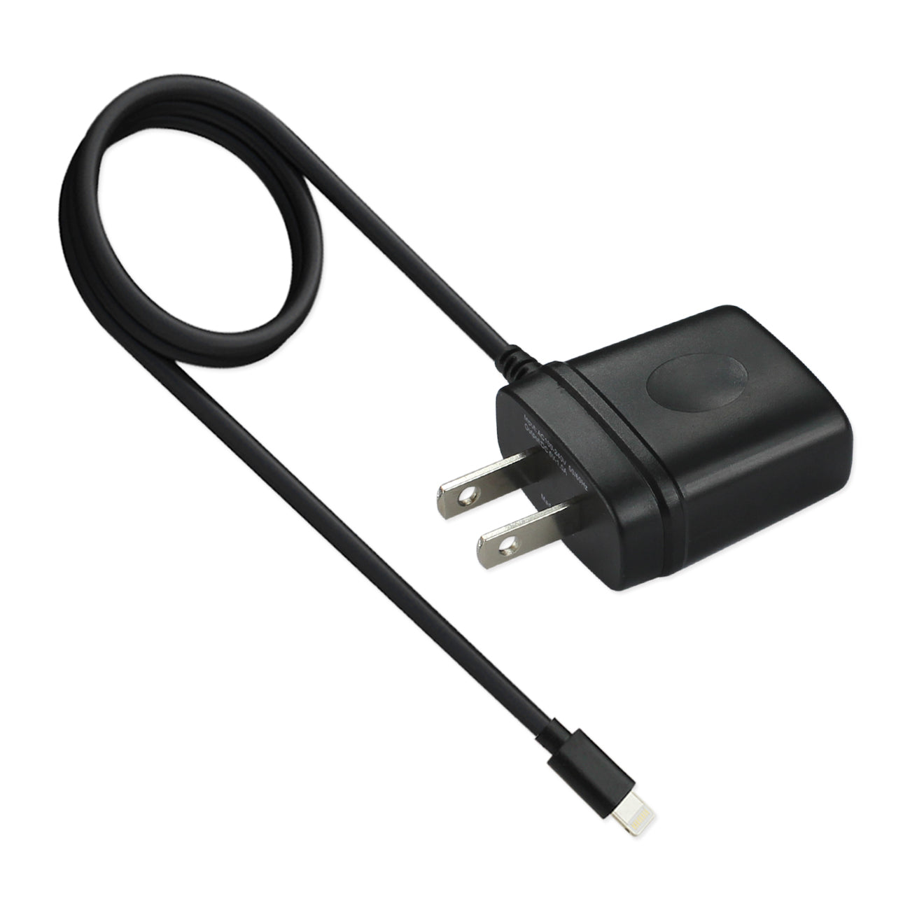 Reiko Portable 8PIN USB Travel Adapter Charger with Built in Cable in Black