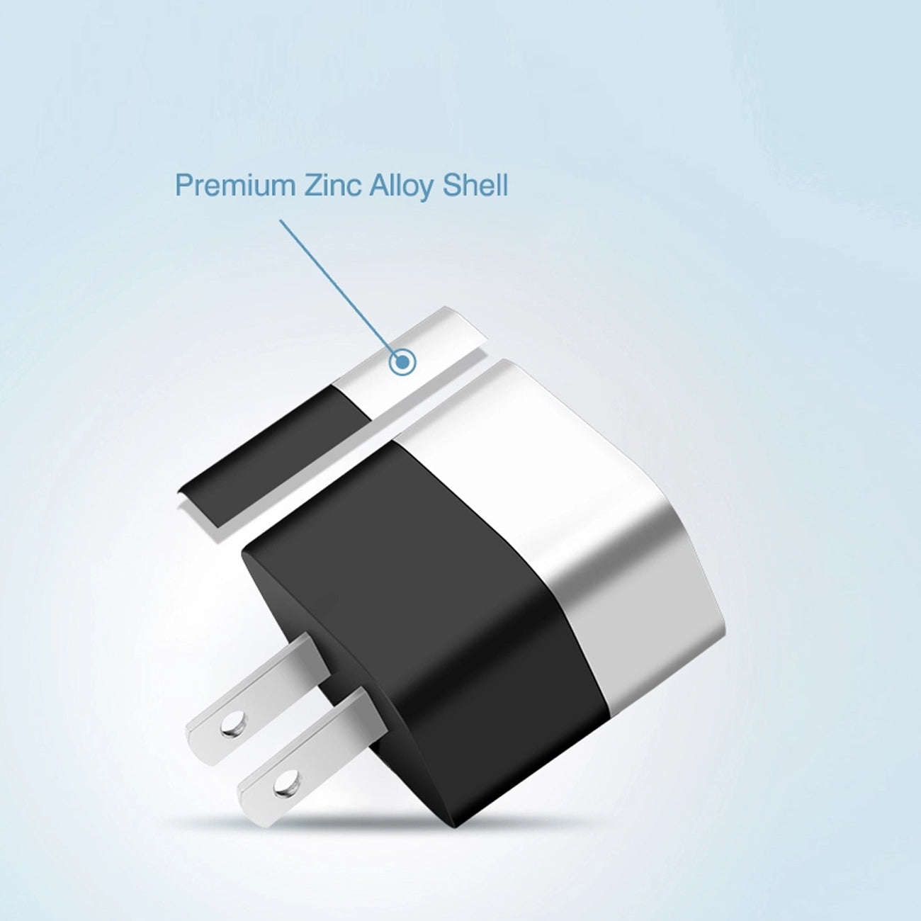 Dual Port USB Wall Charger/ Power Adapter/ Charging Block in Silver (12pcs) – view 4