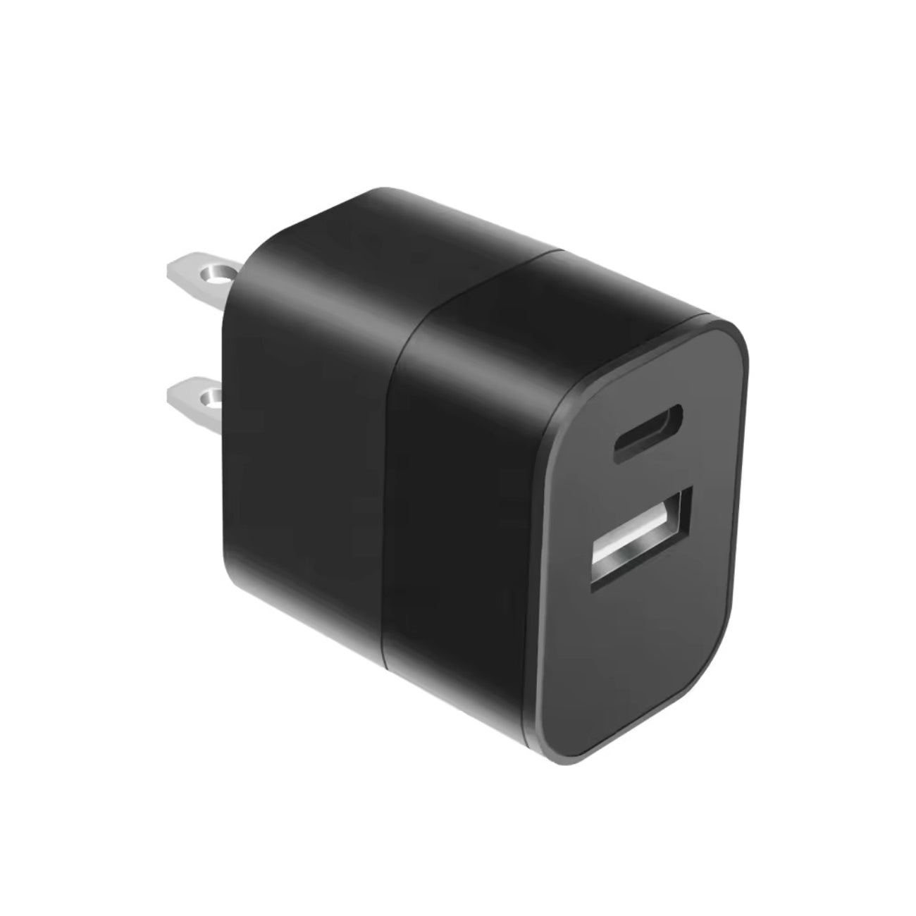 Power Delivery Dual Ports of USB and Type-C Wall Charger/ Power Adapter/ Charging Block in Black (12pcs)