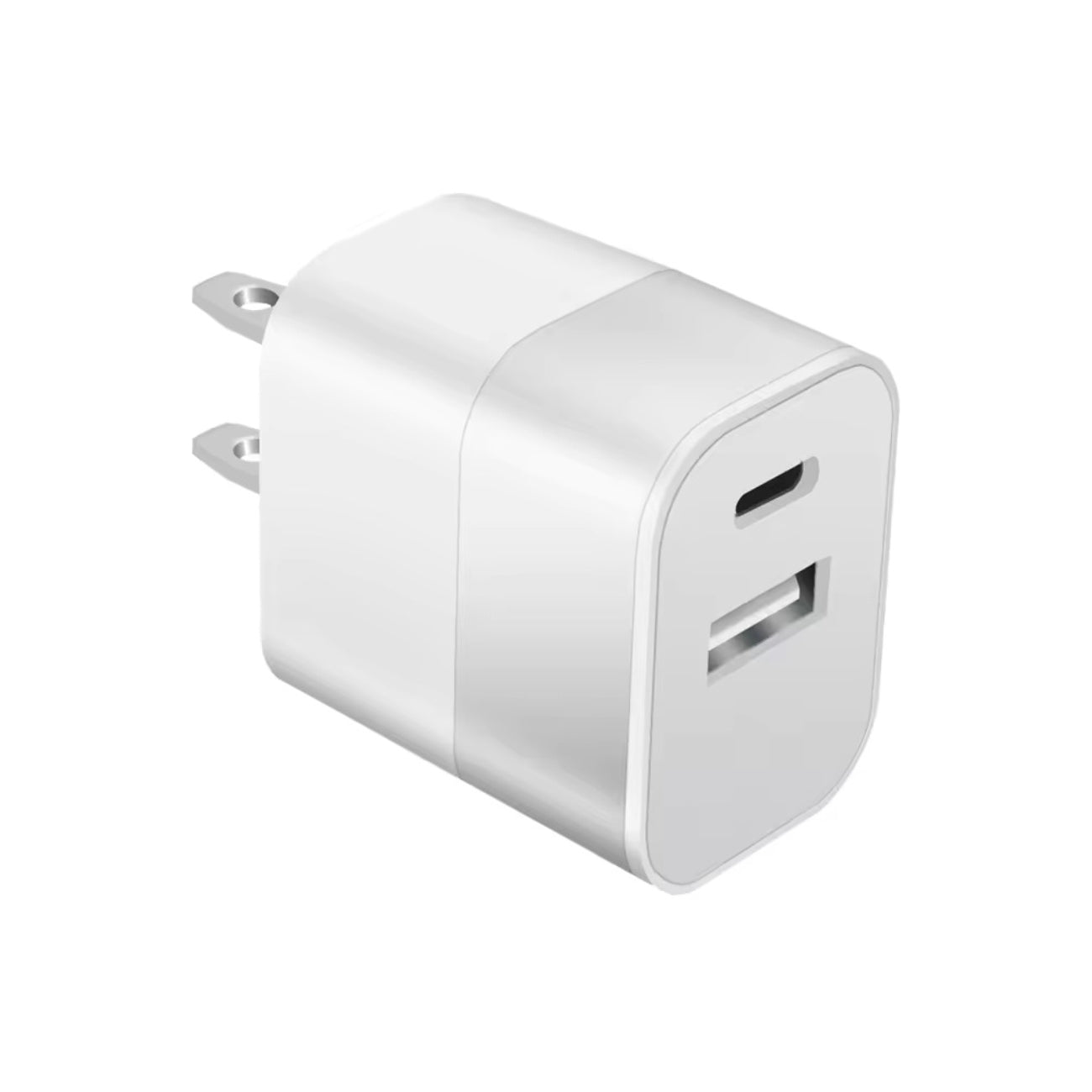Power Delivery Dual Ports of USB and Type-C Wall Charger/ Power Adapter/ Charging Block in Silver (12pcs)
