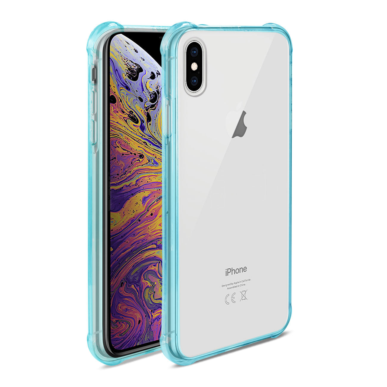 iPhone XS Max Clear Bumper Case With Air Cushion Protection in Clear Navy – view 2