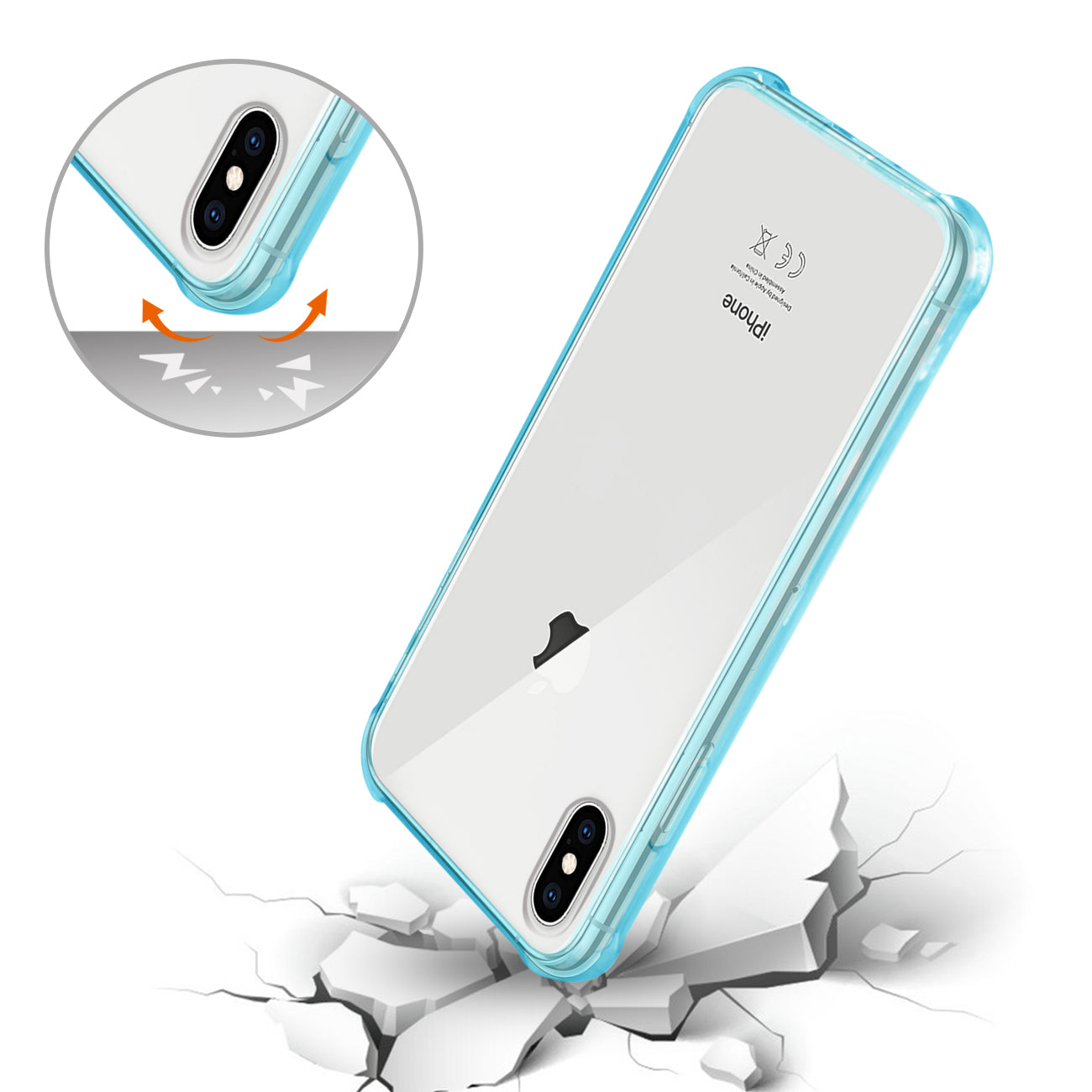 iPhone XS Max Clear Bumper Case With Air Cushion Protection in Clear Navy – view 3