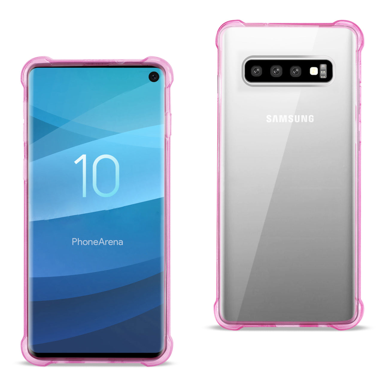Samsung Galaxy S10 Clear Bumper Case With Air Cushion Protection in Clear Hot Pink