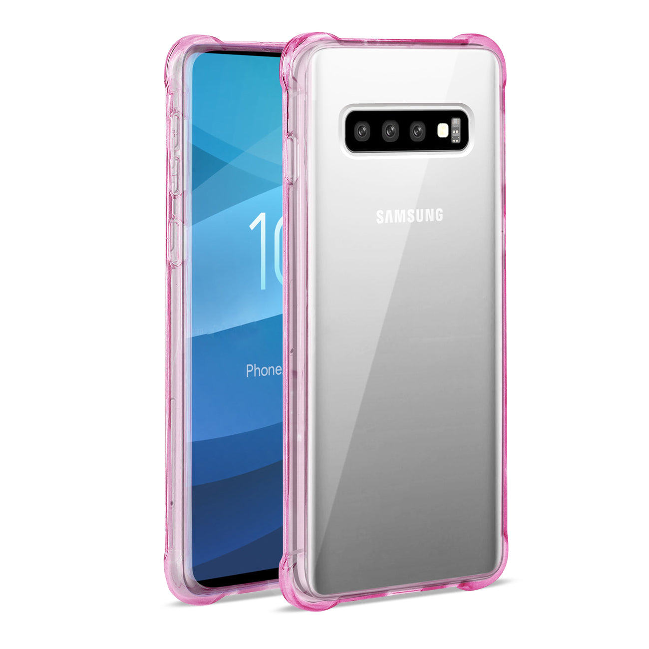 Samsung Galaxy S10 Plus Clear Bumper Case With Air Cushion Protection in Clear Hot Pink – view 2