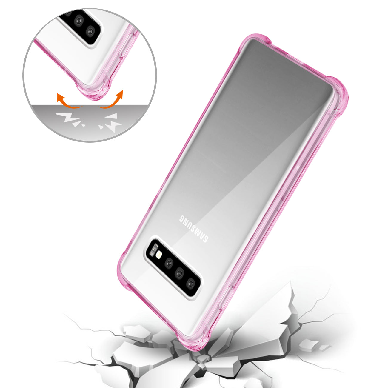 Samsung Galaxy S10 Plus Clear Bumper Case With Air Cushion Protection in Clear Hot Pink – view 3