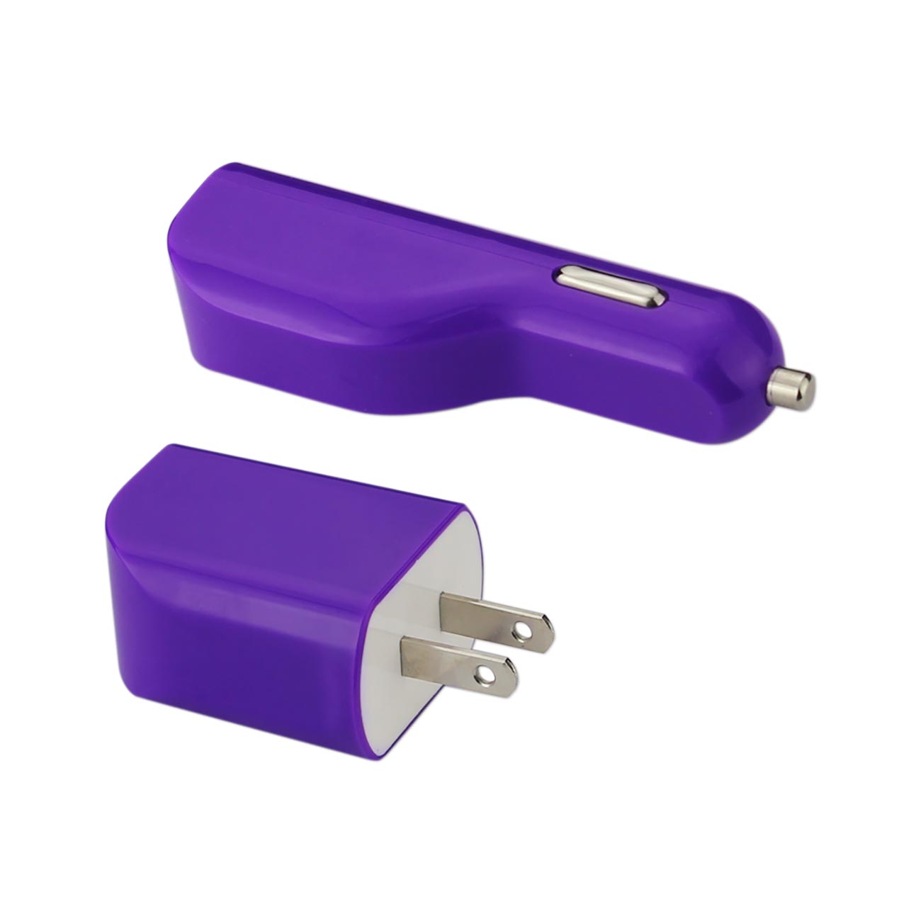 Reiko Micro 1 AMP 3-IN-1 Car Charger Wall Adapter with USB Cable in Purple – view 2