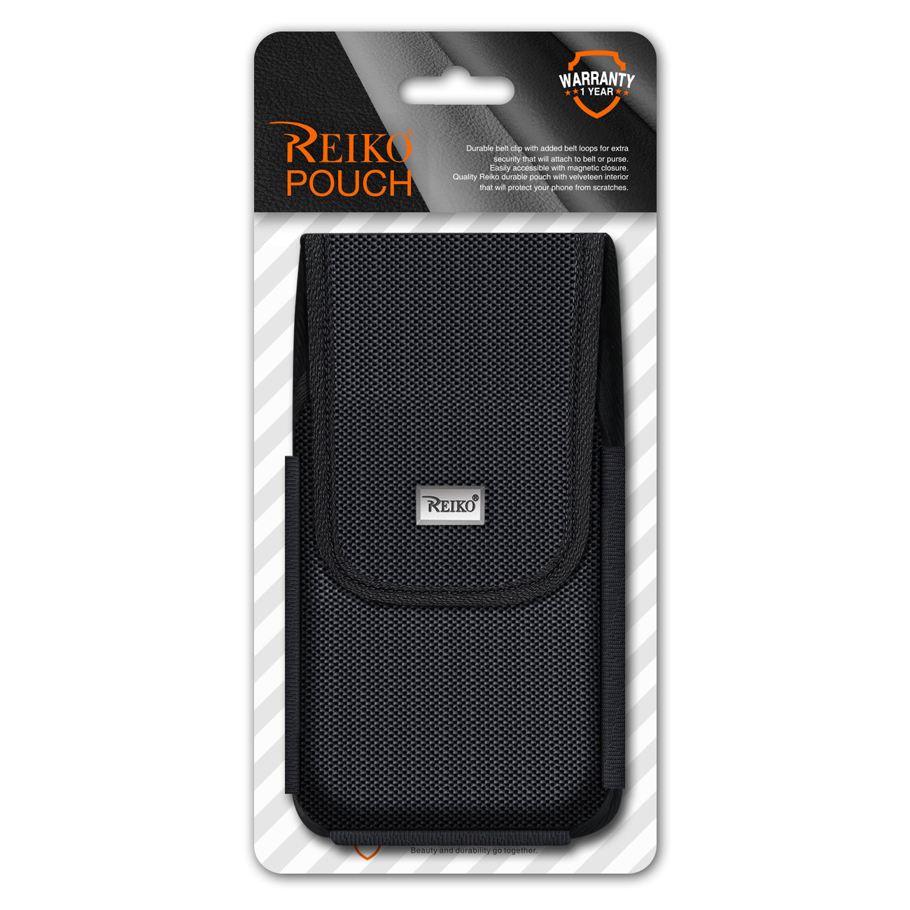 Reiko Vertical Rugged Pouch With Velcro Closure and Belt Clip in Black (6.6 x3.5 x 0.7 Inches)