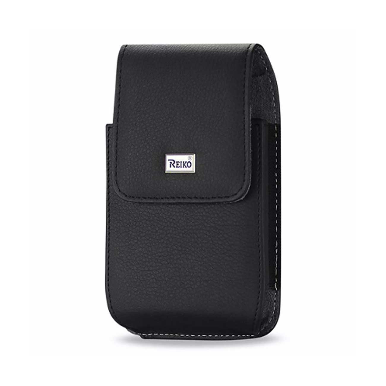 Reiko Vertical Leather Pouch With Magnetic Closure and Belt Loop in Black (7.0 x 3.9 x 0.7 Inches) – view 2
