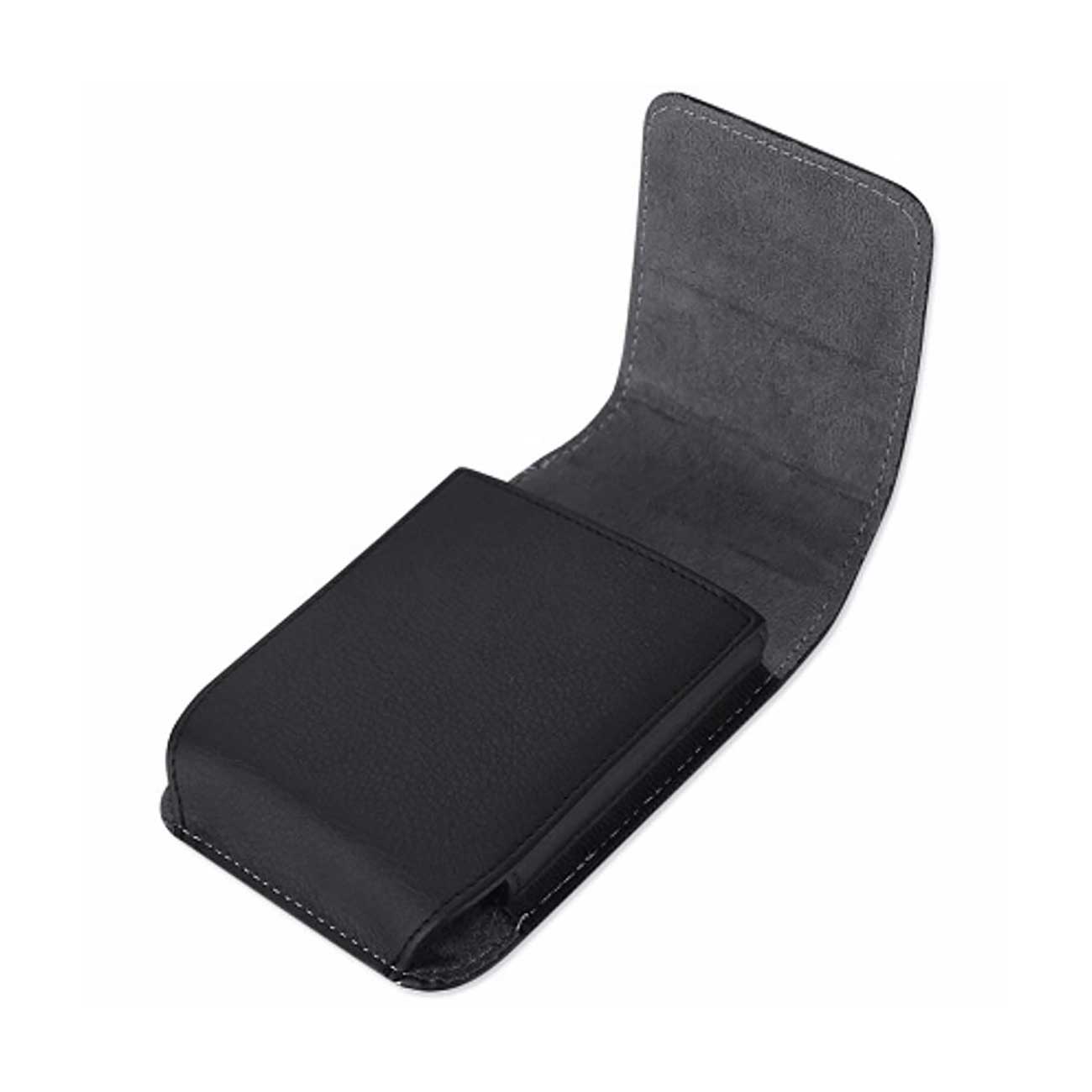 Reiko Vertical Leather Pouch With Magnetic Closure and Belt Loop in Black (7.0 x 3.9 x 0.7 Inches) – view 4