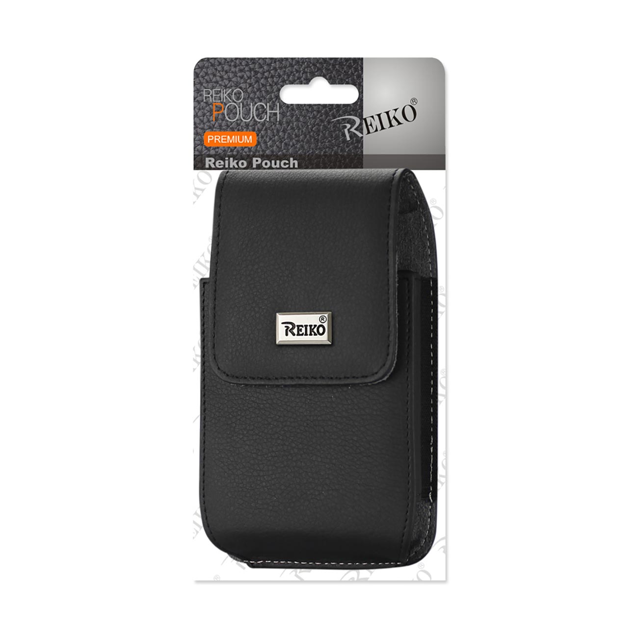 Reiko Vertical Leather Pouch With Magnetic Closure and Belt Loop in Black (4.4 x 2.3 x 0.9 Inches)