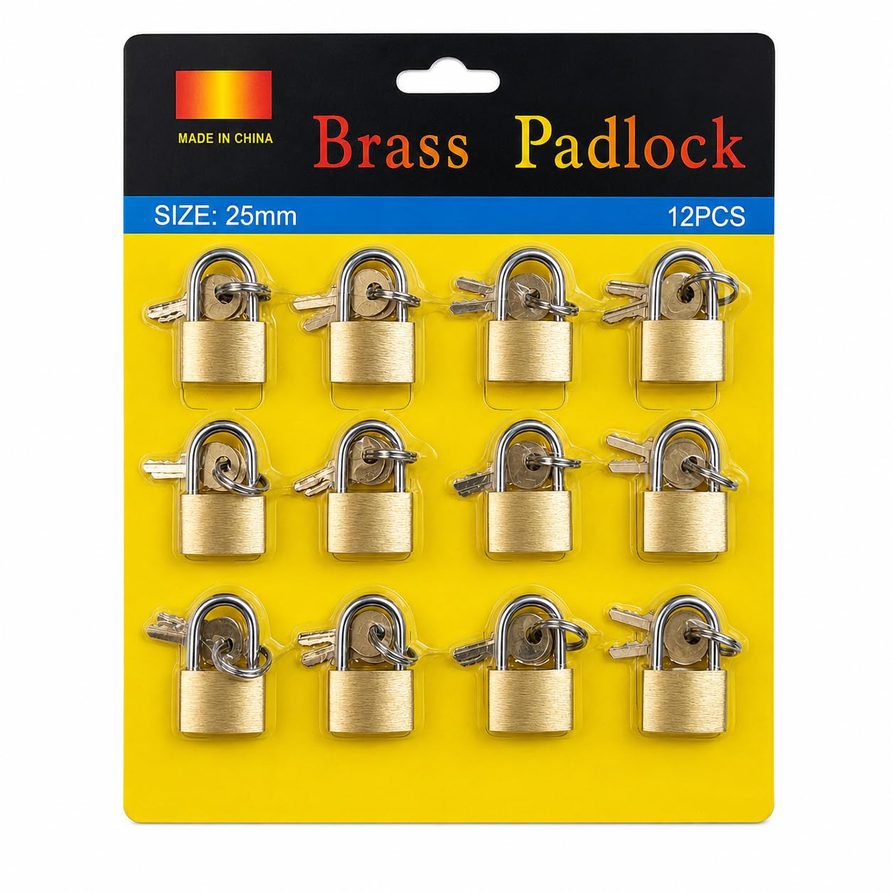 12 Pack 25mm Brass Padlock 12 Pack Small Locks with Keys Locker Toolbox Luggage Storage Security